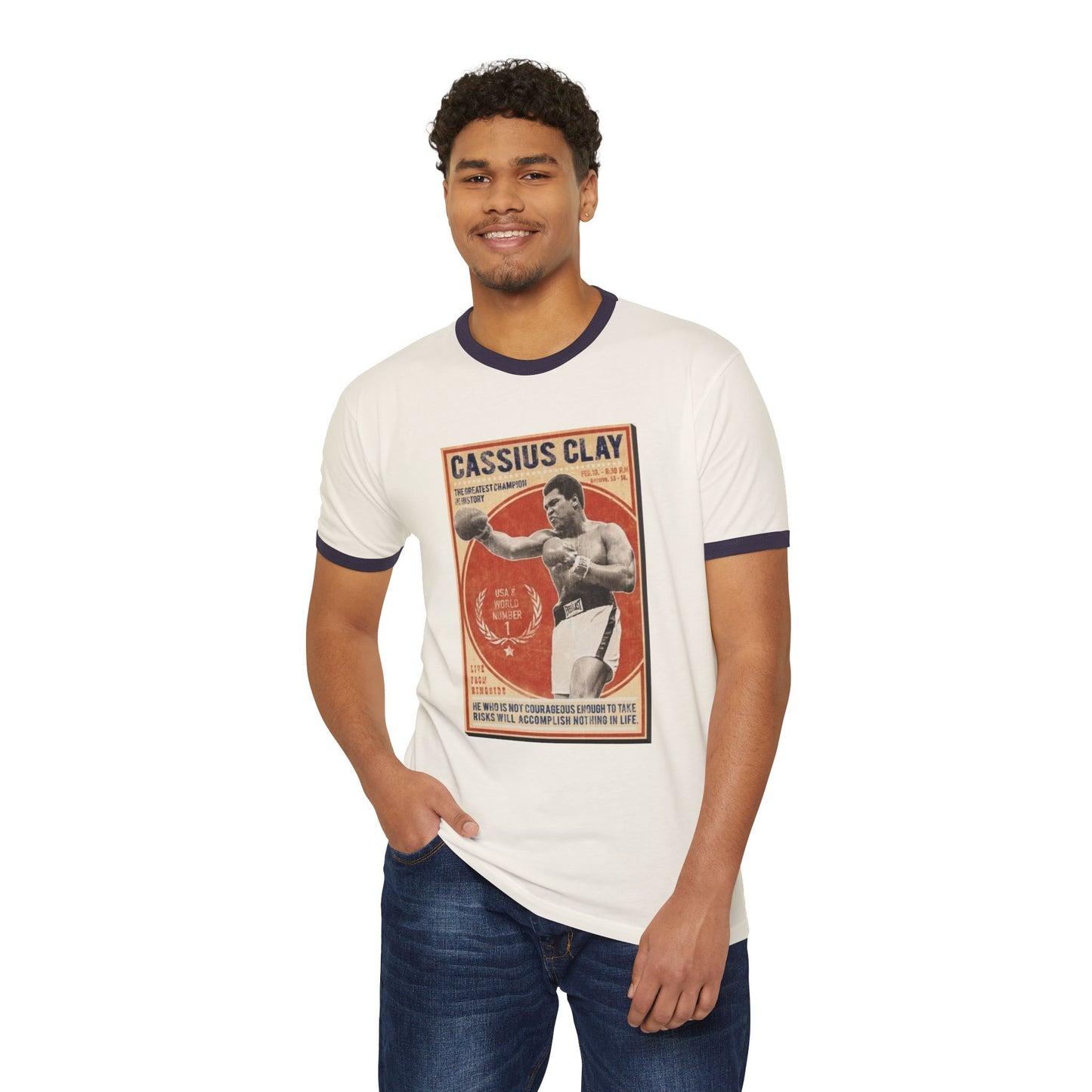 Vintage Cassius Clay Unisex Cotton Ringer T-Shirt