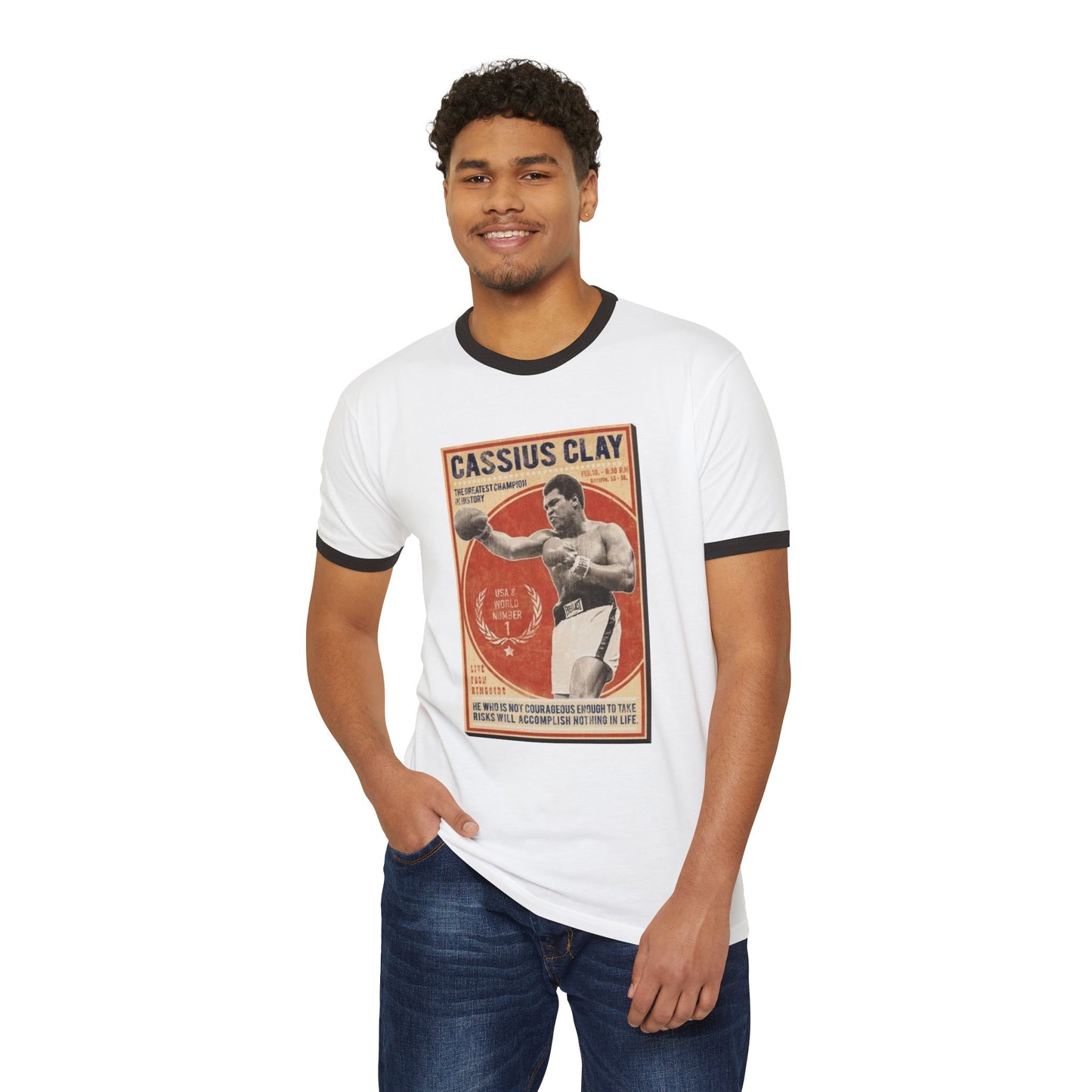 Vintage Cassius Clay Unisex Cotton Ringer T-Shirt
