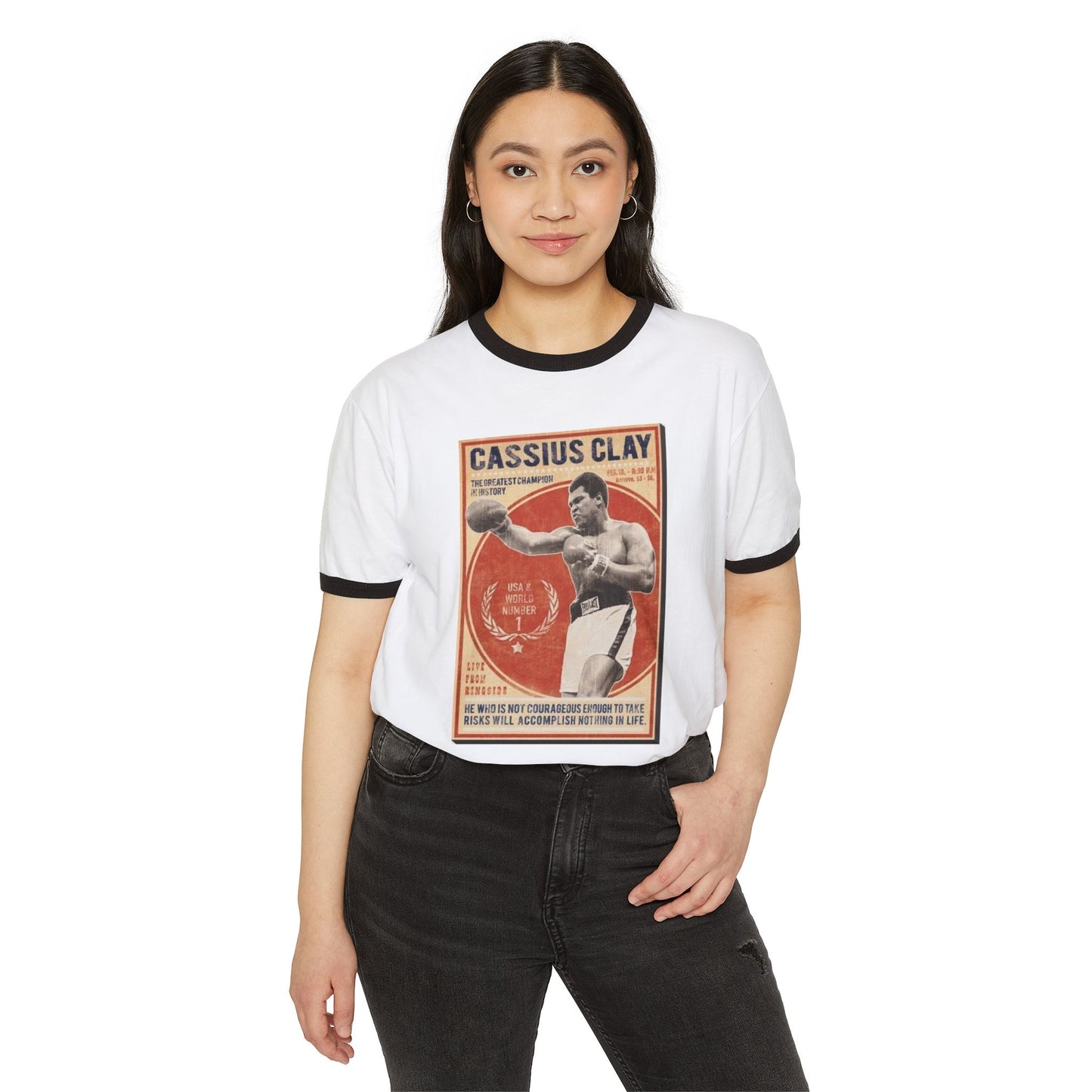 Vintage Cassius Clay Unisex Cotton Ringer T-Shirt